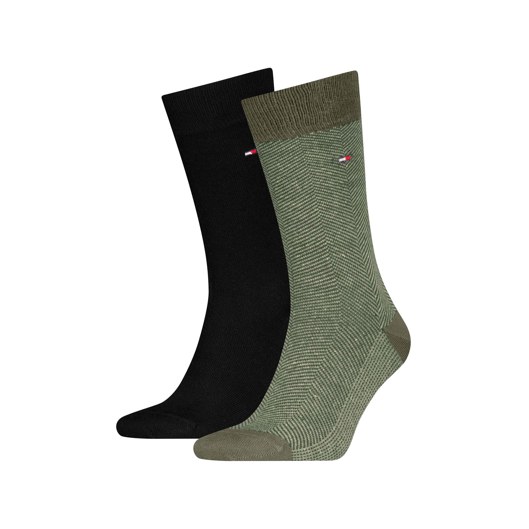 TOMMY HILFIGER Wadenlange Socken 2er-Pack Fischgrät und Uni  