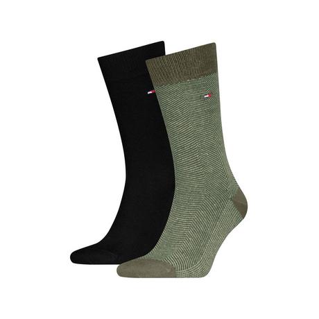TOMMY HILFIGER Wadenlange Socken 2er-Pack Fischgrät und Uni  