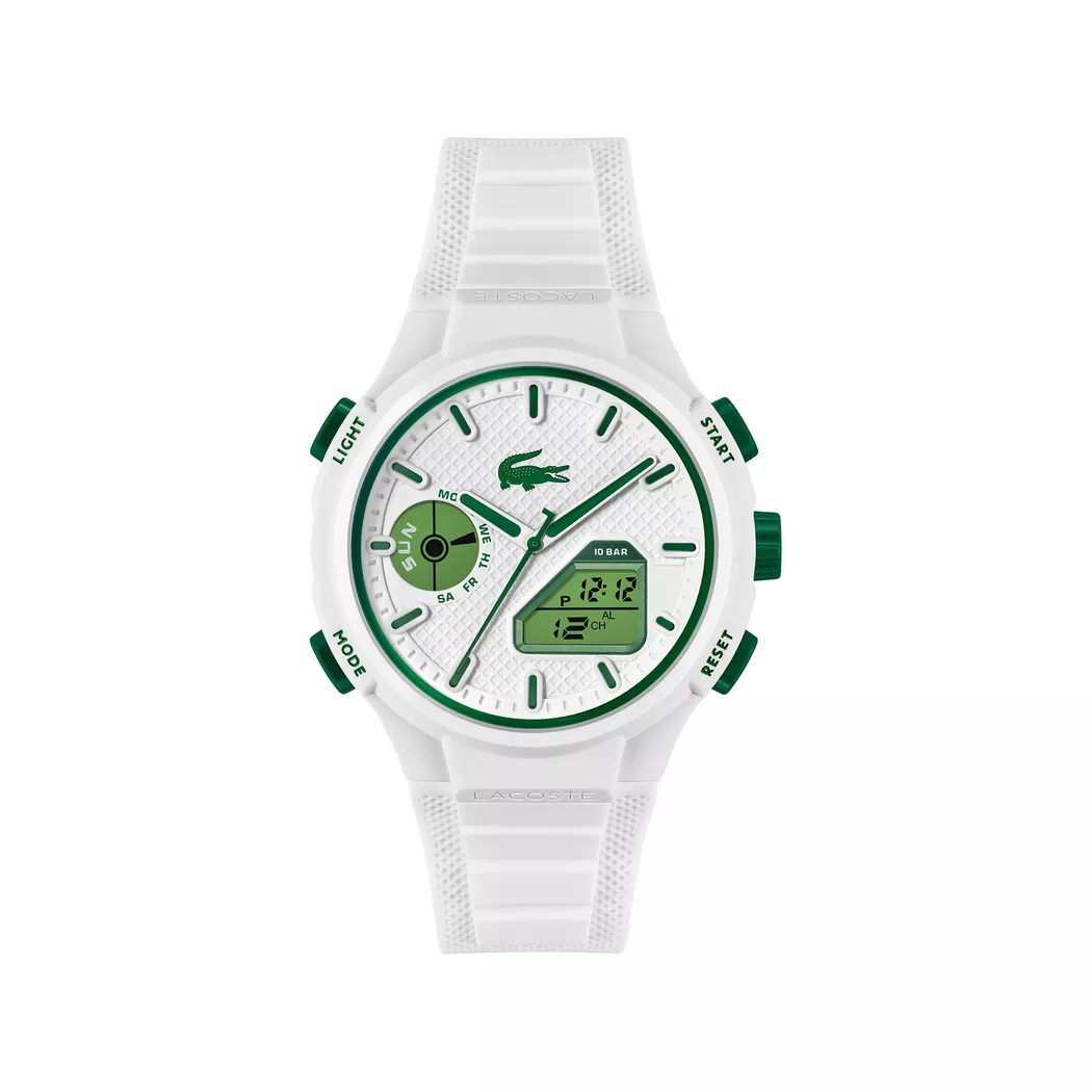 Chronograph LACOSTE "LC33", weiß, Armbanduhren, Herren, Chronograph, Armbanduhr, Quarzuhr, Herren, analog, digital, Stoppfunktion