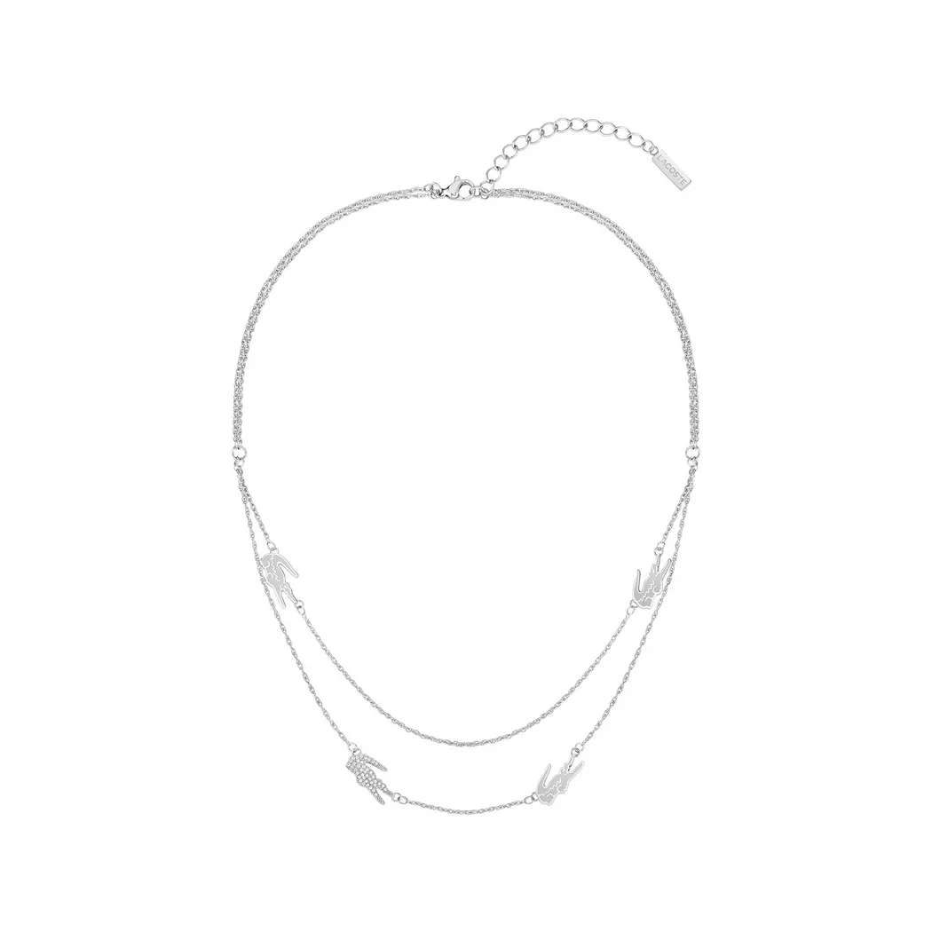 Lacoste - Halskette, Crocodile, 46cm, Silber