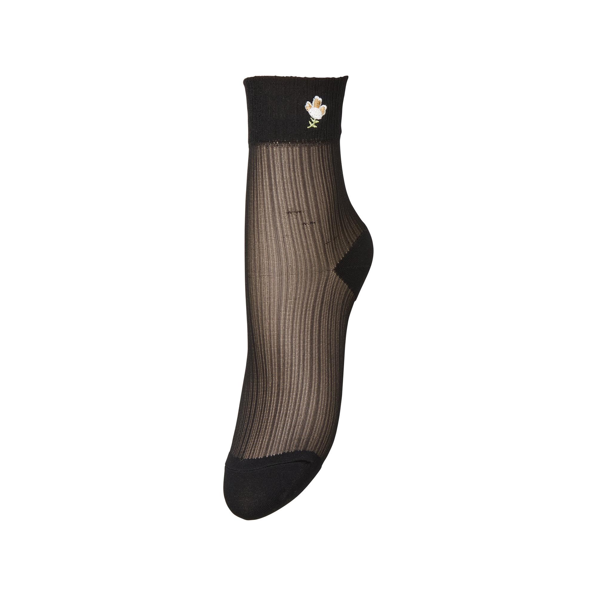 BECKSÖNDERGAARD Chaussettes transparentes avec fleur brodée  