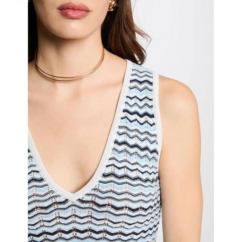 MORGAN Top Tricot Sans Manches Col V  