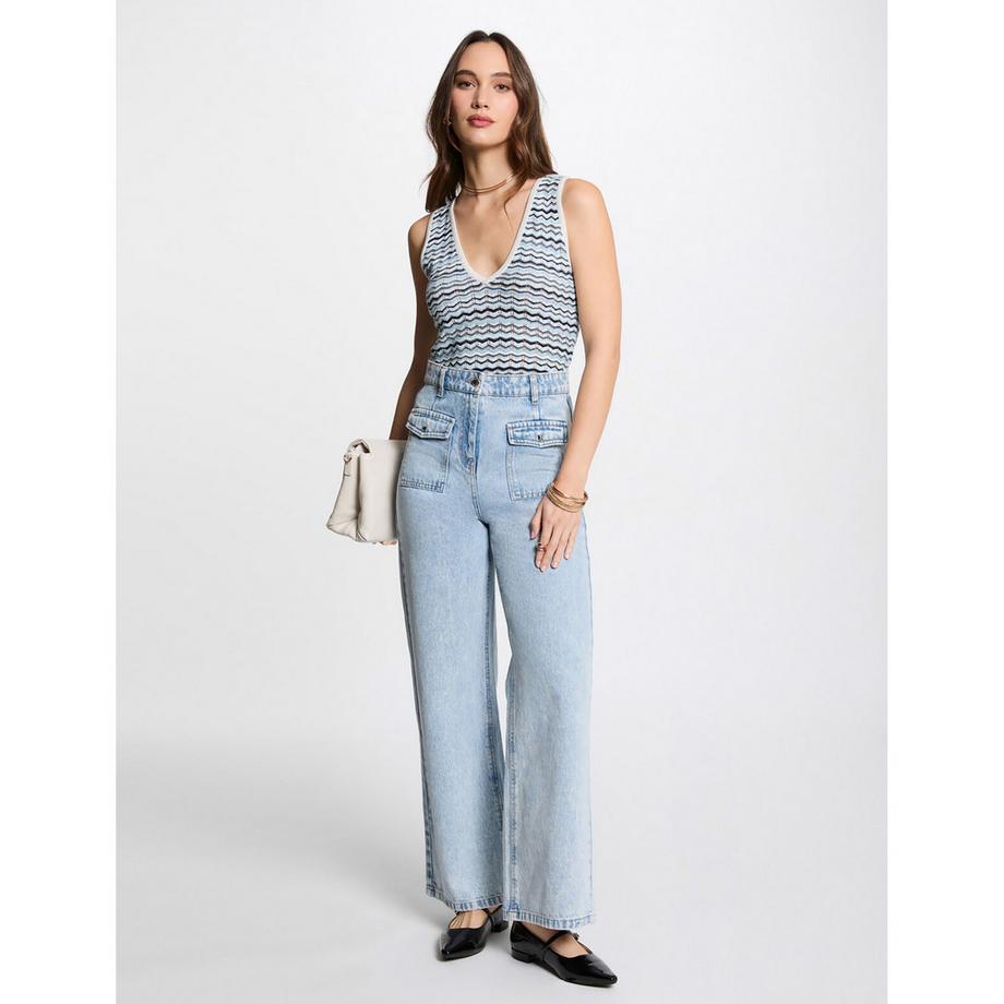 MORGAN Top Tricot Sans Manches Col V  