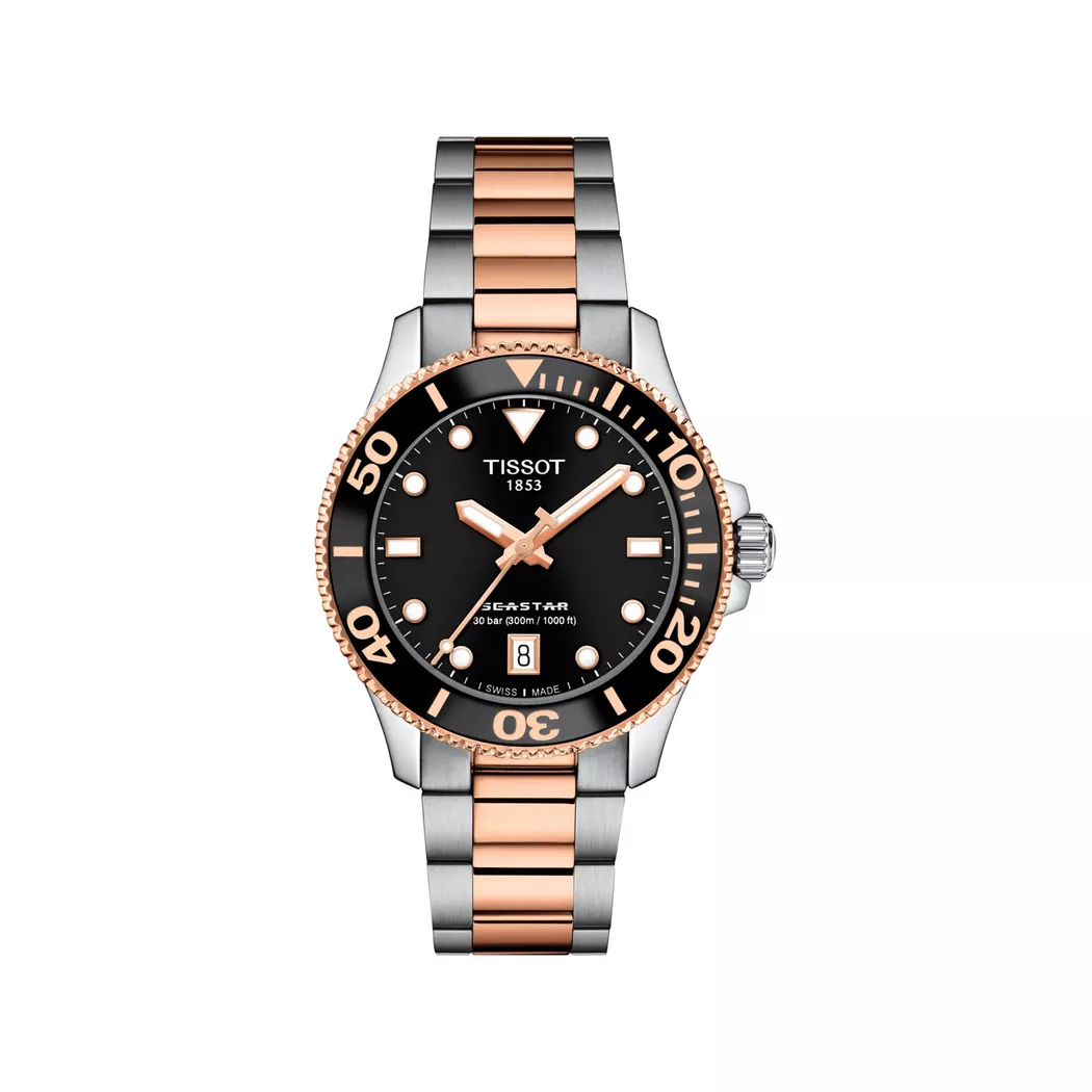 Tissot Seastar 1000 Quartz Black Dial Two-Tone Stainless Steel Women's Watch