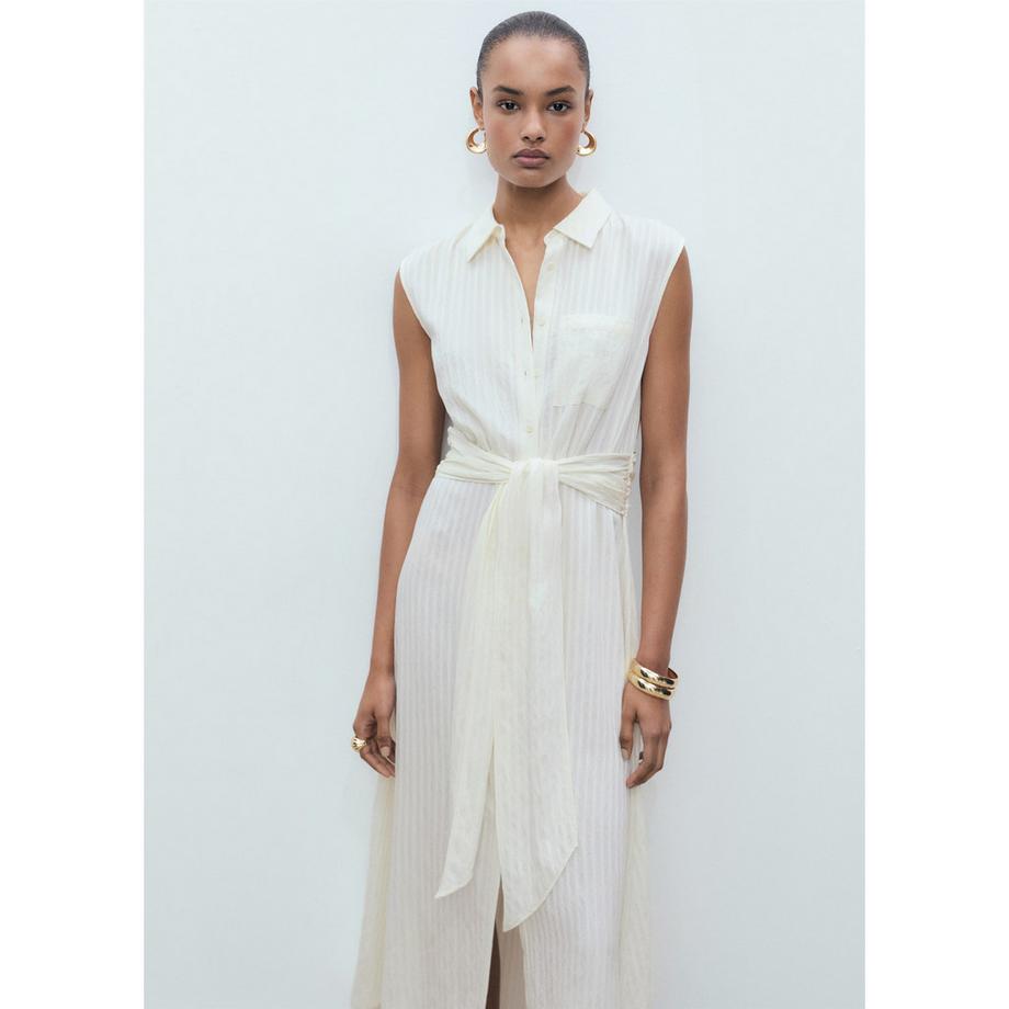 MANGO Sero Ärmelloses Hemdkleid mit Gürtel  