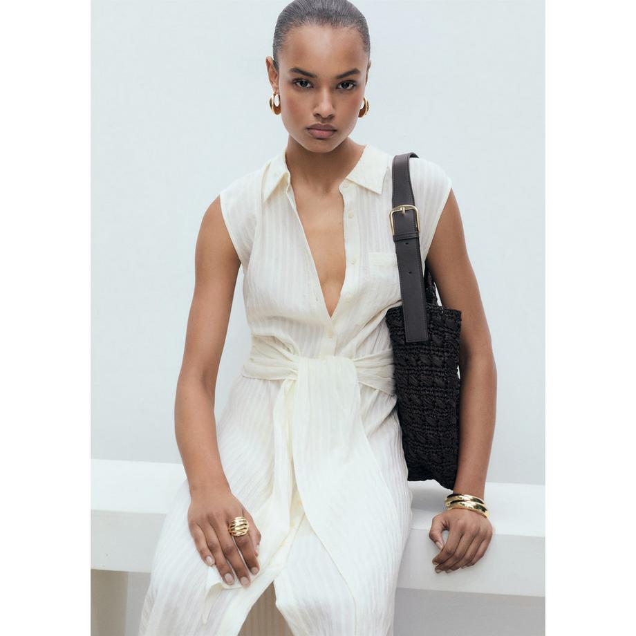 MANGO Sero Ärmelloses Hemdkleid mit Gürtel  