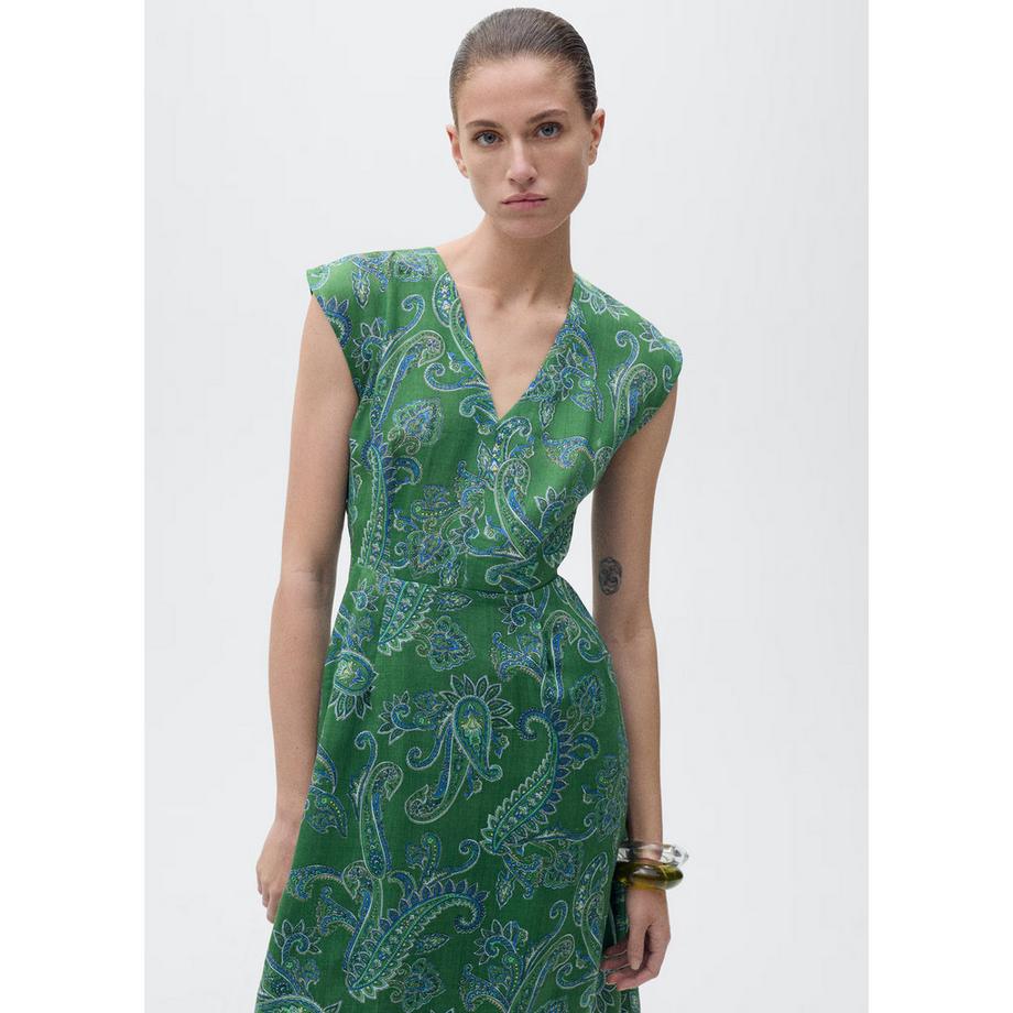 MANGO Mamba Robe Midi Col V Imprimé Paisley  