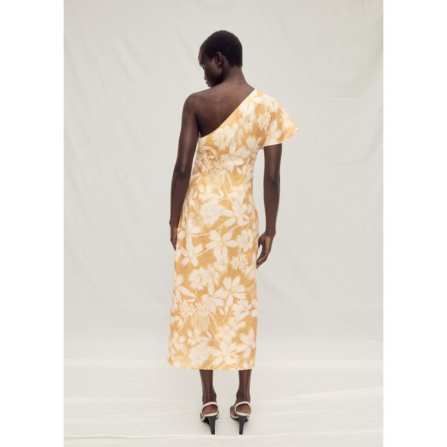 MANGO PARISI Blumen One Shoulder Midikleid  