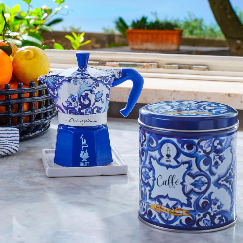 BIALETTI Kaffeebereiter-Set Moka 3T D&G Blue Mediterraneo 