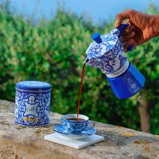 BIALETTI Kaffeebereiter-Set Moka 3T D&G Blue Mediterraneo 
