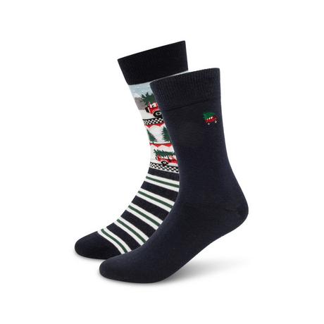 Manor Man Lot de 2 paires de chaussettes hauteur mollet motif de Noël  