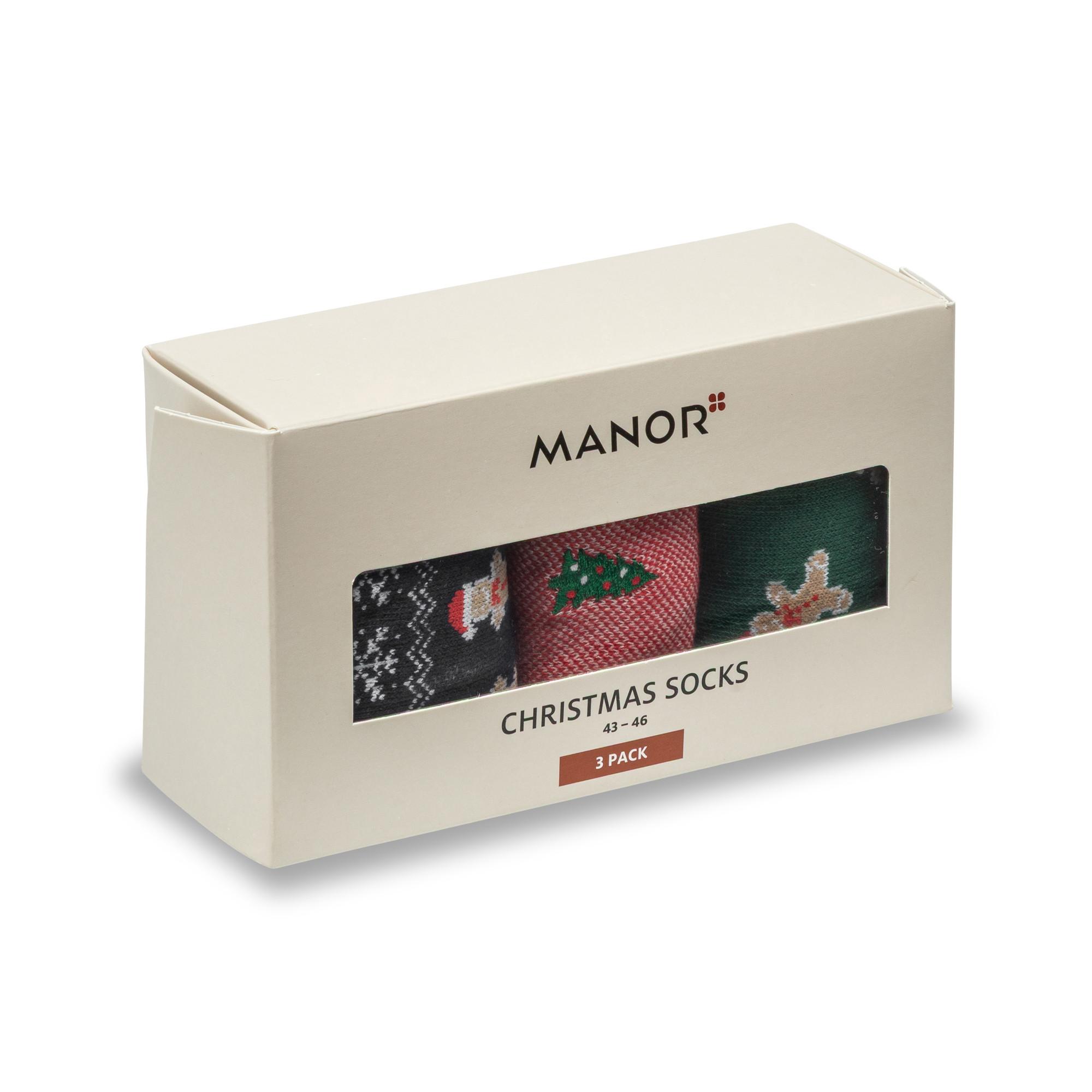 Manor Man 4er Pack Geschenkbox Xmas Wadenlange Socken  