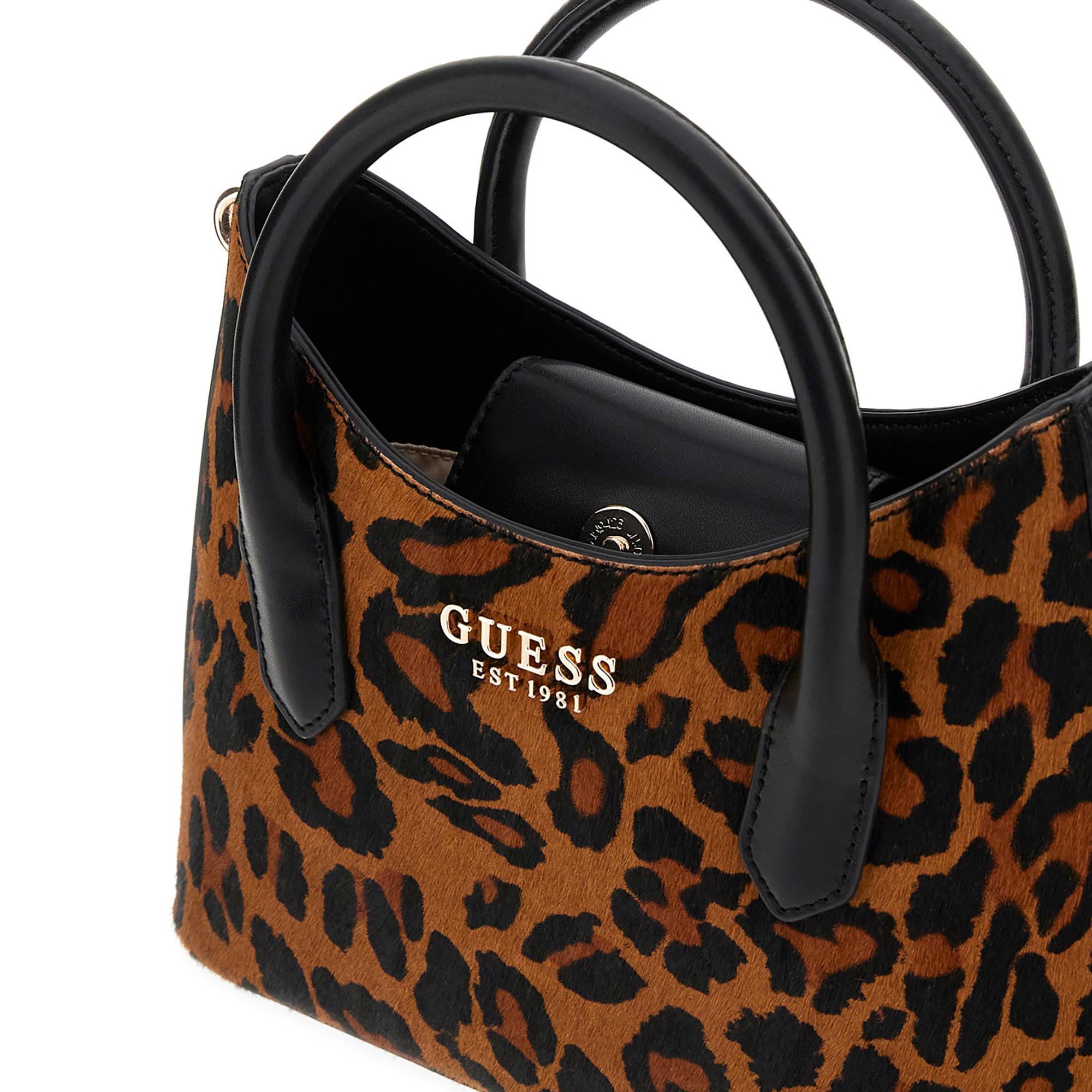 GUESS Domitilla Satchel Bag Leopard Print  