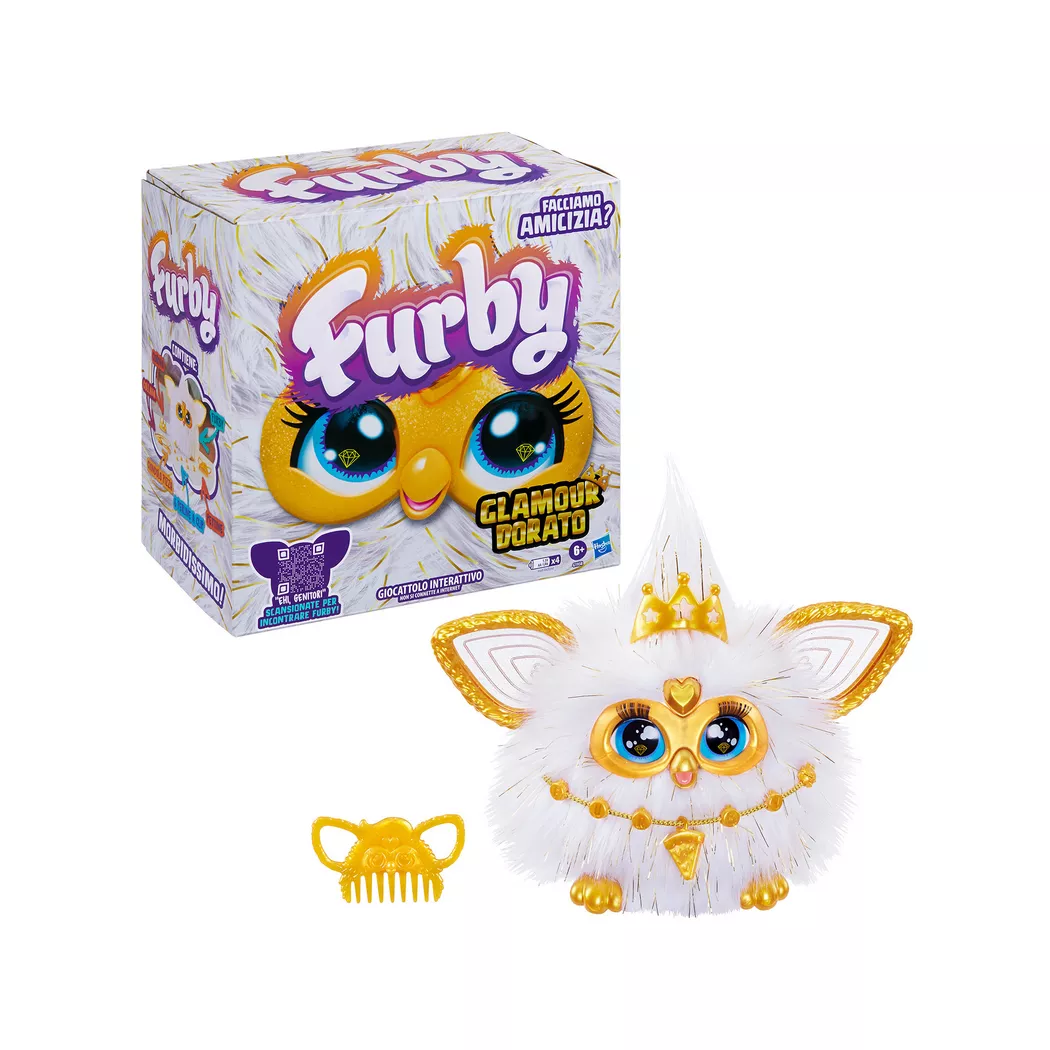 Furby -  Gold Glam interaktives Spielzeug, Italienisch, Multicolor