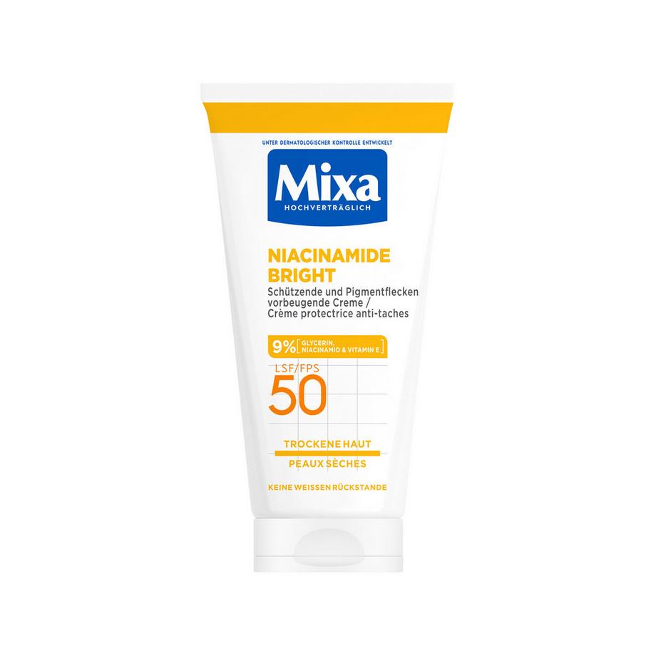 Mixa  Niacinamide Bright FPS 50 Crème de prévention des taches pigmentaires pour peaux sèches 