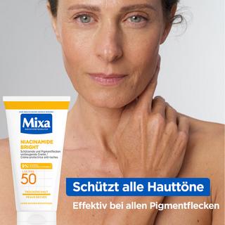Mixa  Niacinamide Bright LSF 50 Pigmentflecken vorbeugende Creme für trockene Haut 