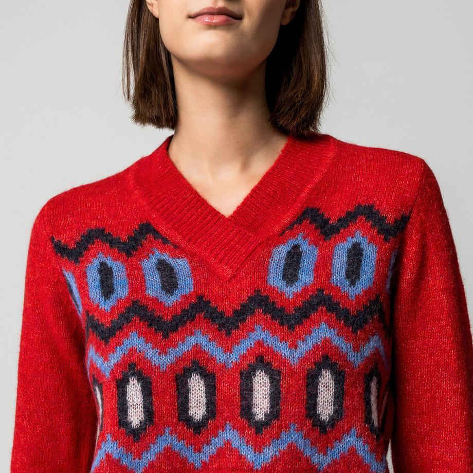 Manor Woman Gemusterter V-Ausschnitt Pullover  
