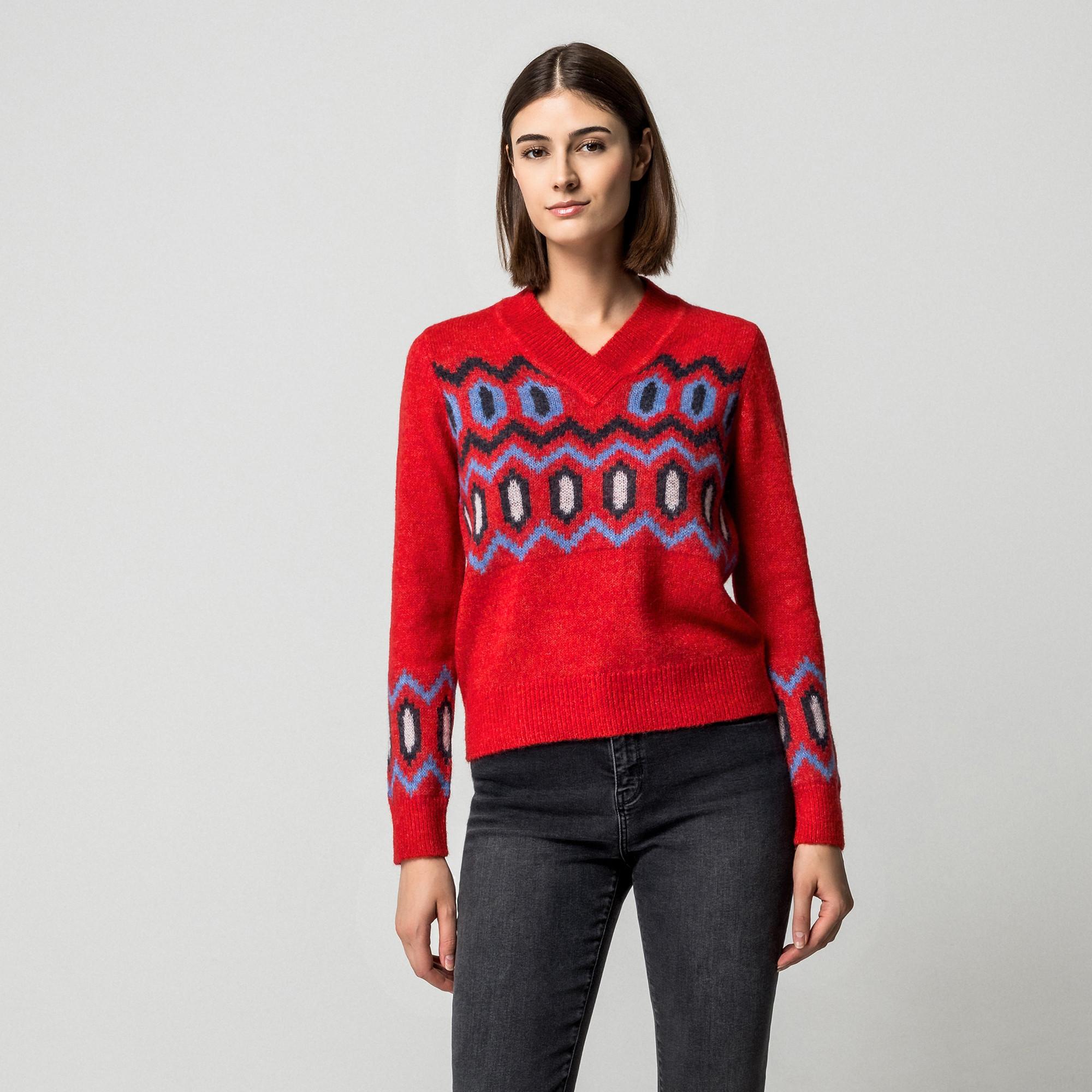 Manor Woman Pull à motifs col en V  