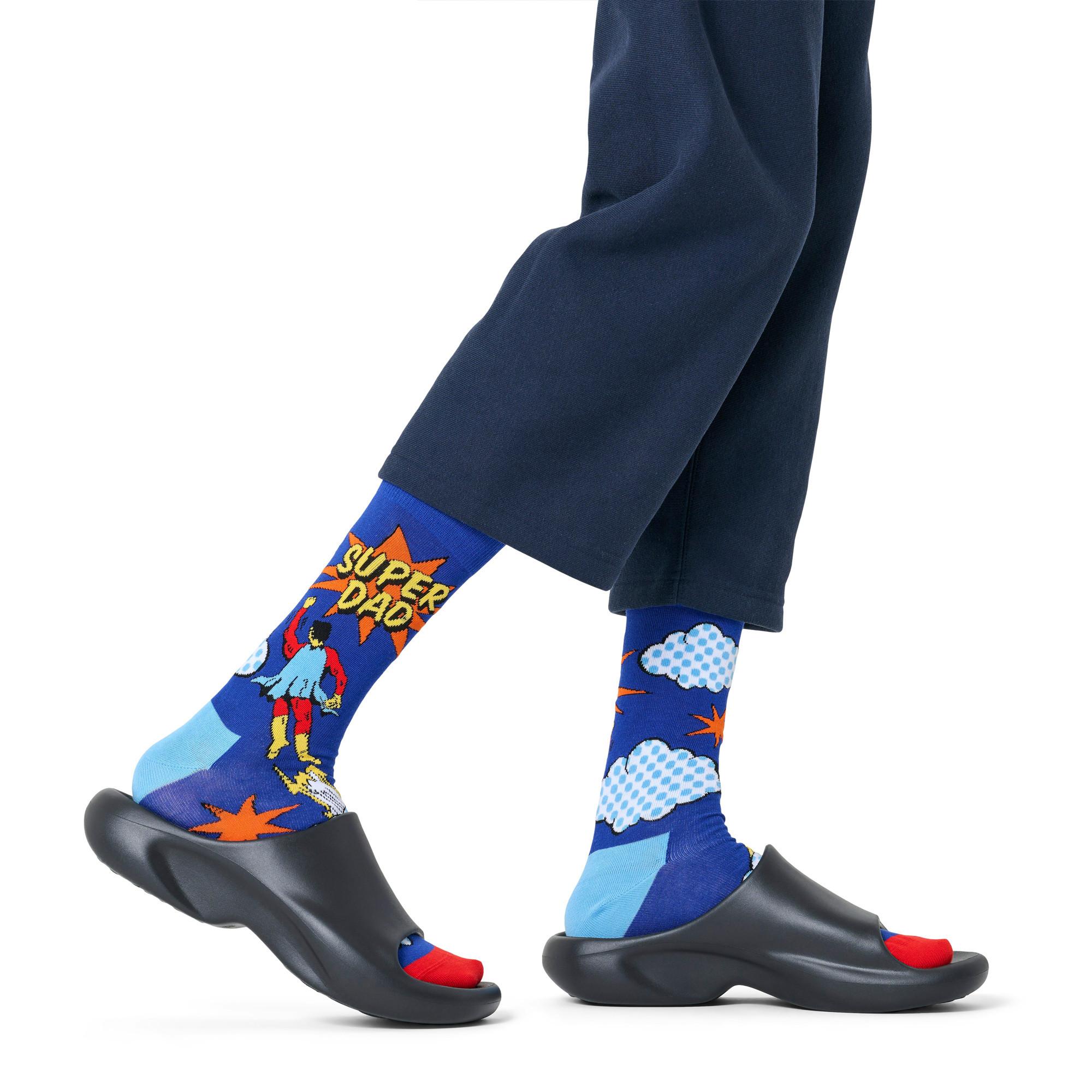 Happy Socks Flying Super Dad Wadenlange Socken  