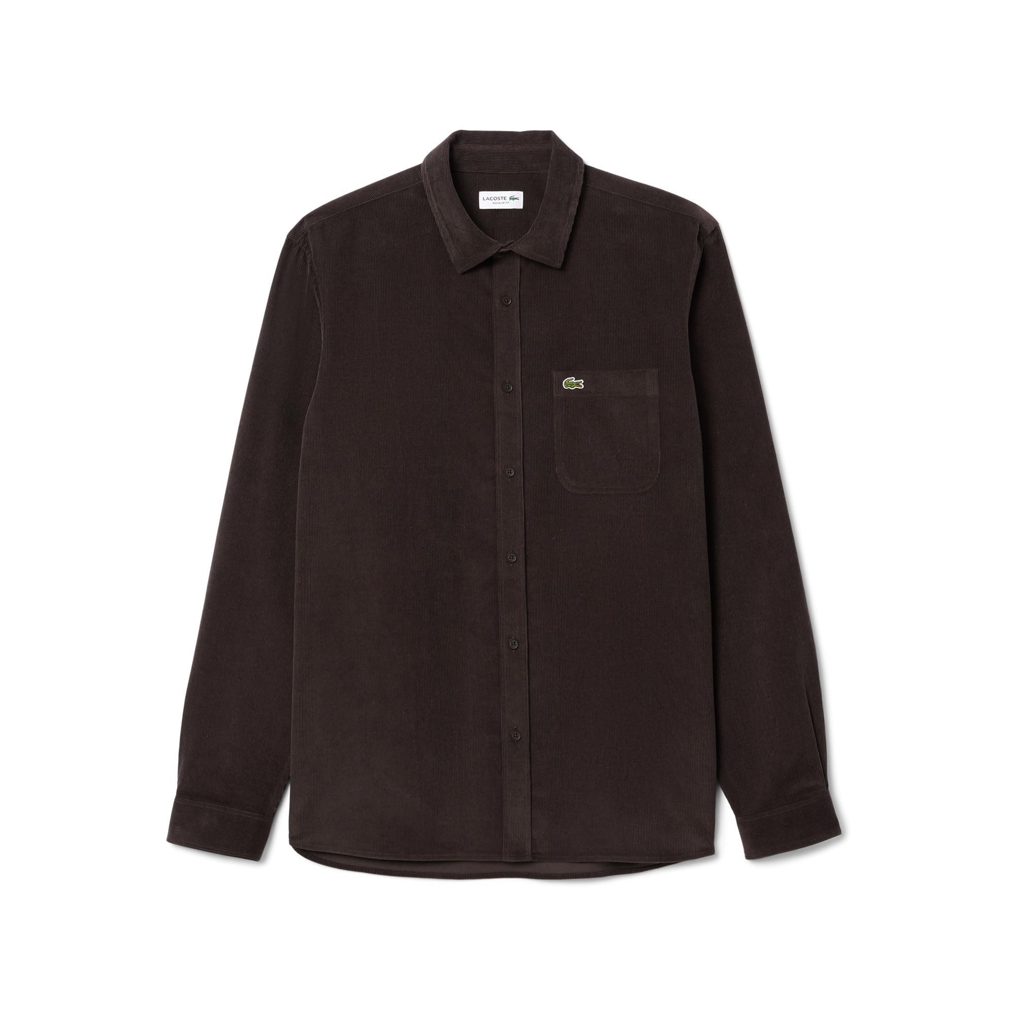 LACOSTE Chemise Manches Longues en Velours Côtelé  