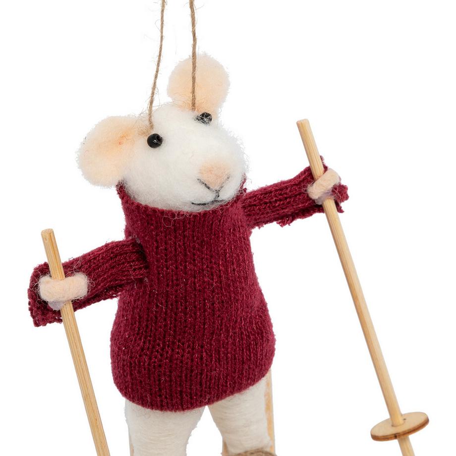 Manor Decorazione in feltro Maus auf Ski 