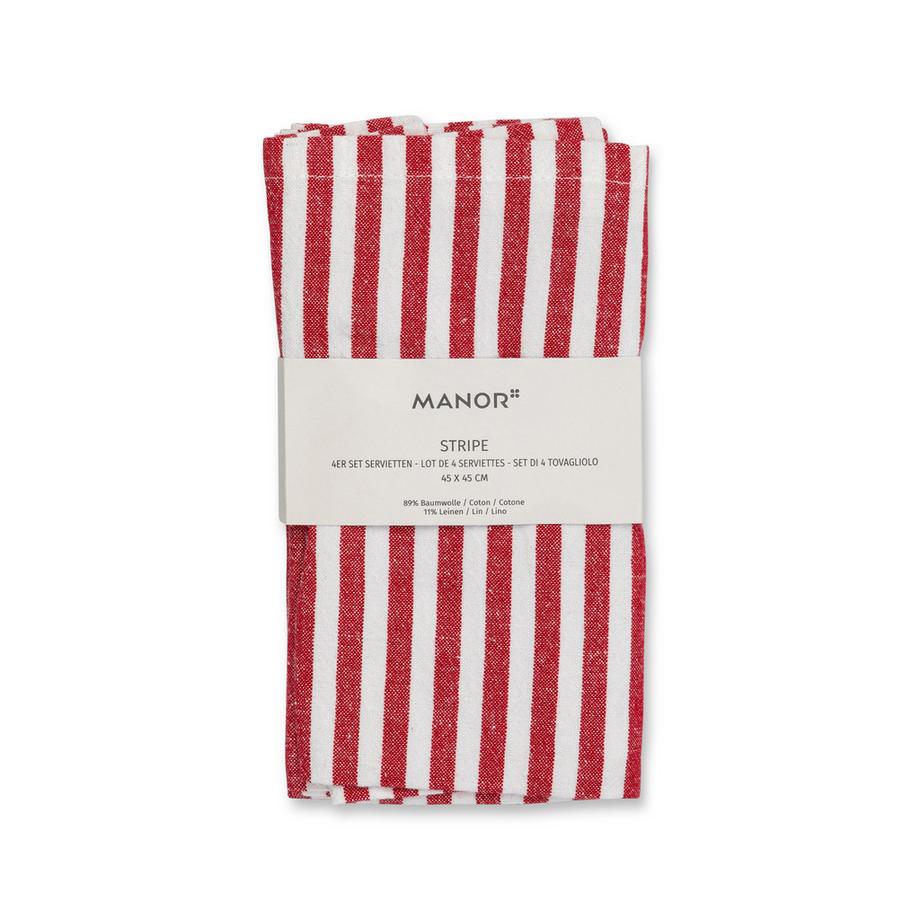 Manor Stoffserviette, 4 Stück Stripe 