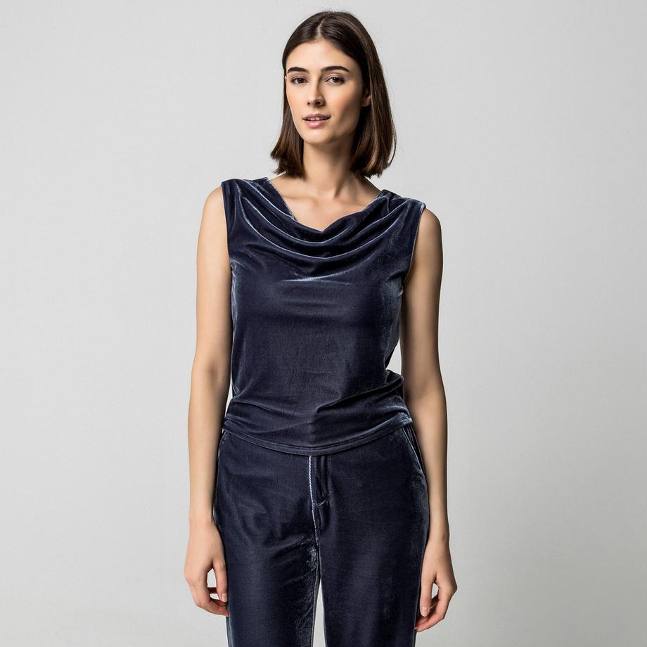 Manor Woman Ärmelloses Top Wasserfallkragen  