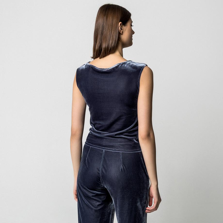 Manor Woman Ärmelloses Top Wasserfallkragen  