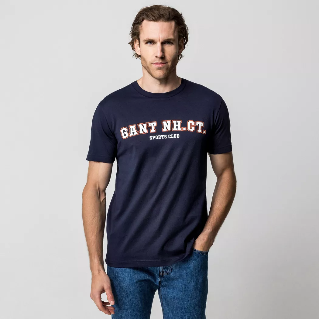 GANT Regular Fit Shield T-Shirt Herr, EVENING BLUE, S