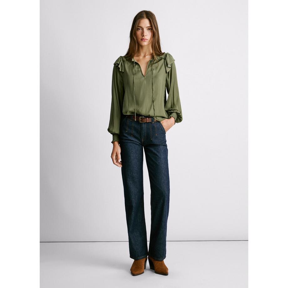 Pepe Jeans London Langarmbluse mit Bindekragen  