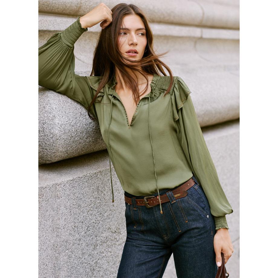 Pepe Jeans London Langarmbluse mit Bindekragen  