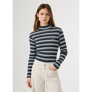 Pepe Jeans London Gestreiftes Langarm Mock Neck T-Shirt  