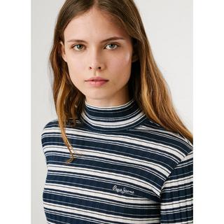 Pepe Jeans London Gestreiftes Langarm Mock Neck T-Shirt  
