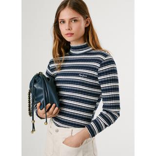 Pepe Jeans London Gestreiftes Langarm Mock Neck T-Shirt  