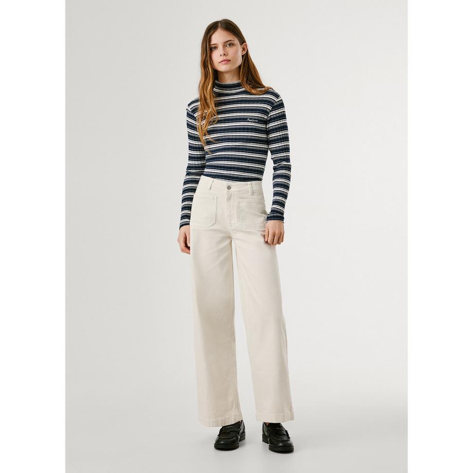 Pepe Jeans London T-shirt Rayé Manches Longues Col Roulé  