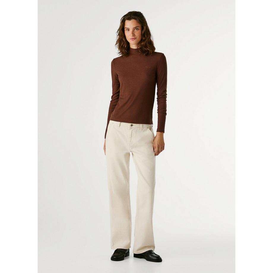 Pepe Jeans London T-shirt côtelé à col roulé et manches longues  