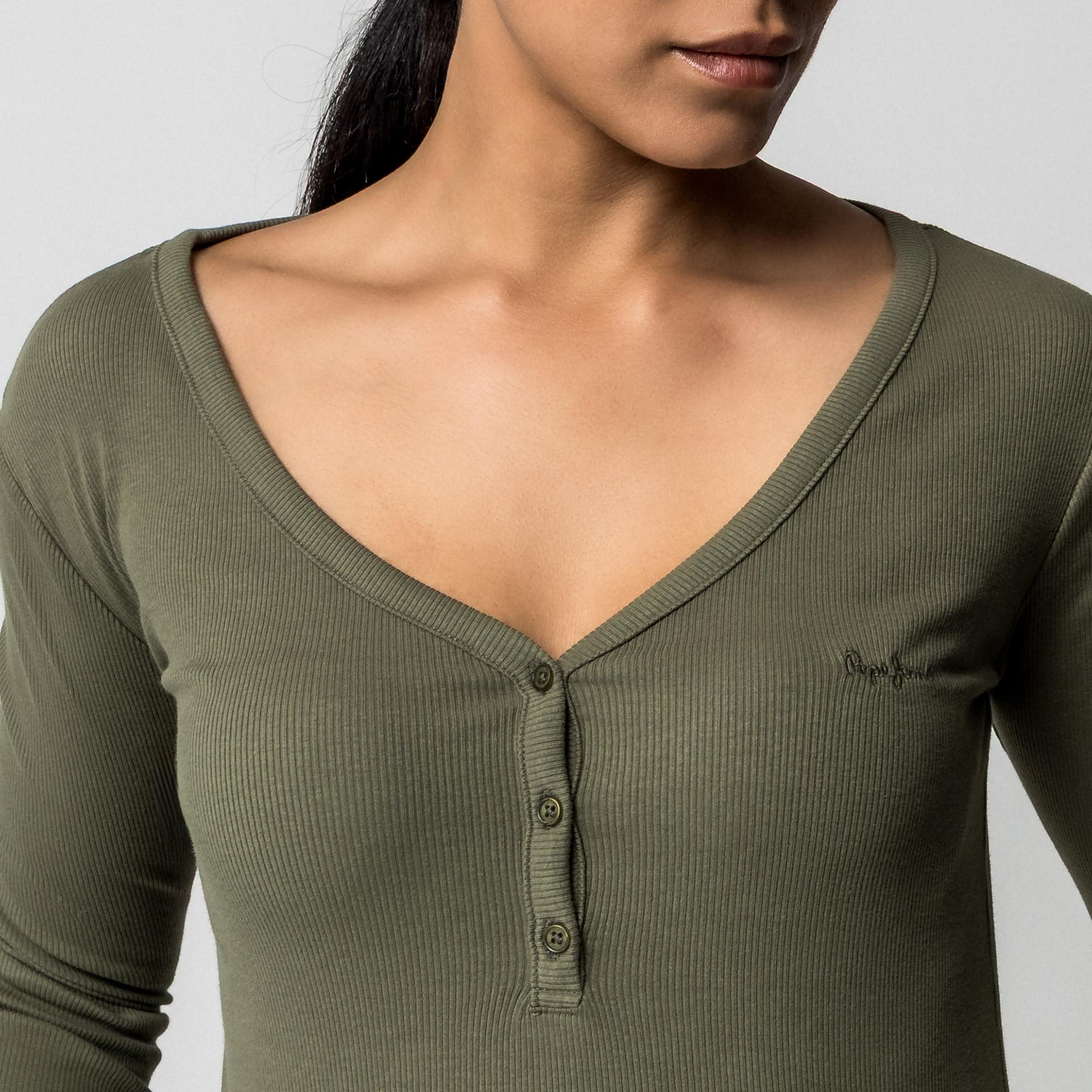 Pepe Jeans London Langarm Geripptes T-Shirt  