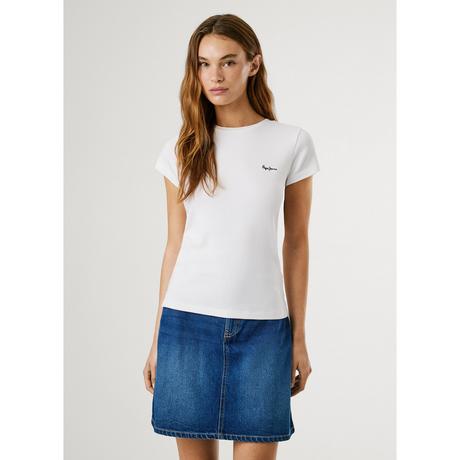 Pepe Jeans London Kurzarm Ripp T-Shirt mit Logo  