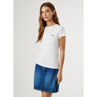 Pepe Jeans London Kurzarm Ripp T-Shirt mit Logo  