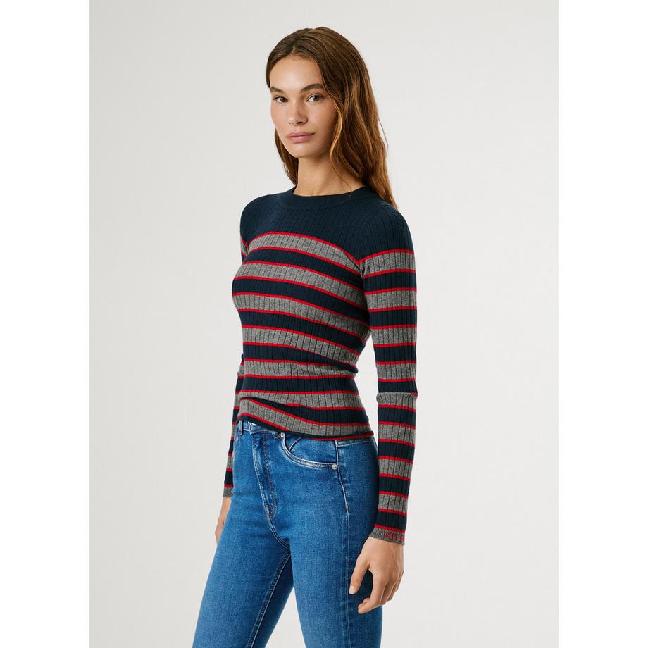 Pepe Jeans London Gerippter gestreifter Pullover  