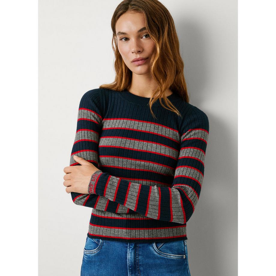 Pepe Jeans London Gerippter gestreifter Pullover  