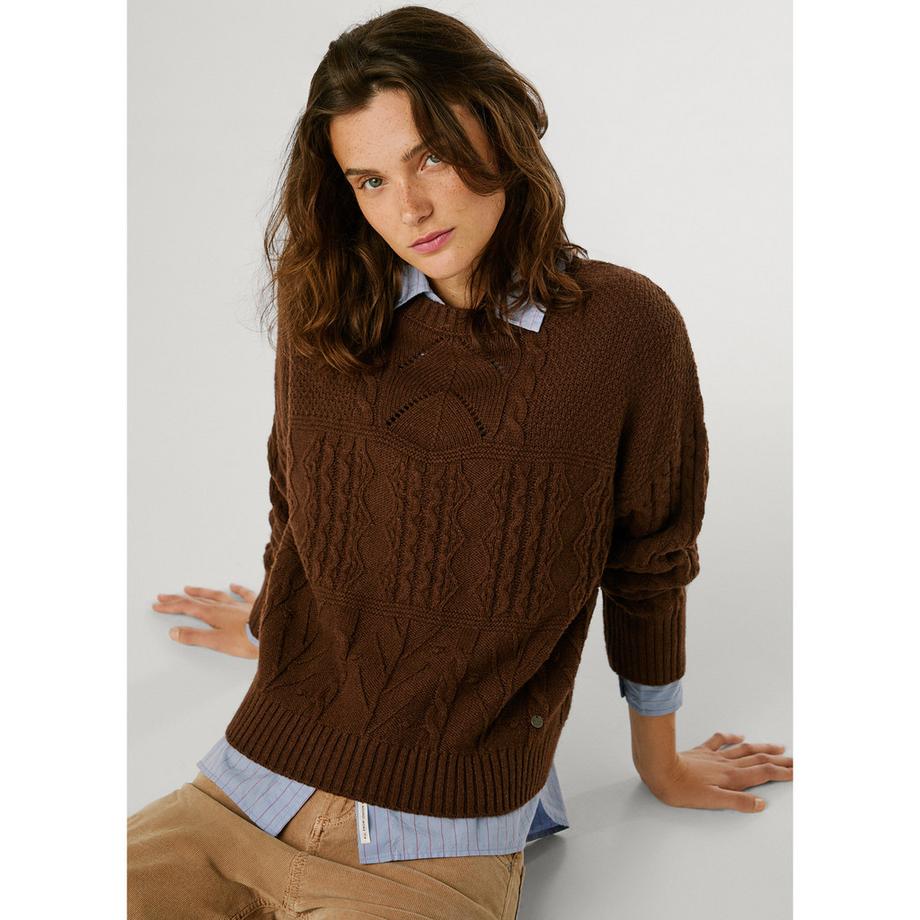 Pepe Jeans London Pull en maille torsadée  