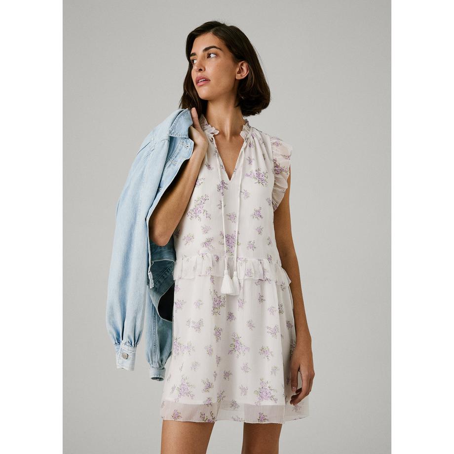 Pepe Jeans London Robe Courte Volants Sans Manches  