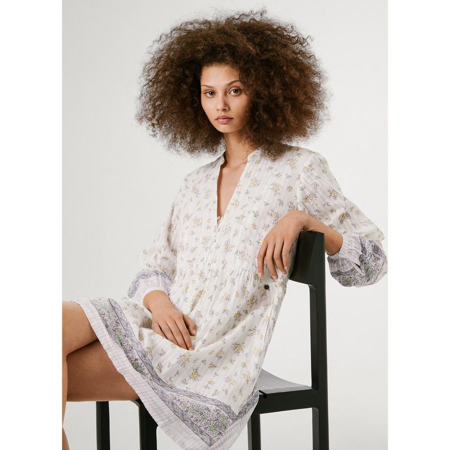 Pepe Jeans London Baby Doll Minikleid mit langen Ärmeln  