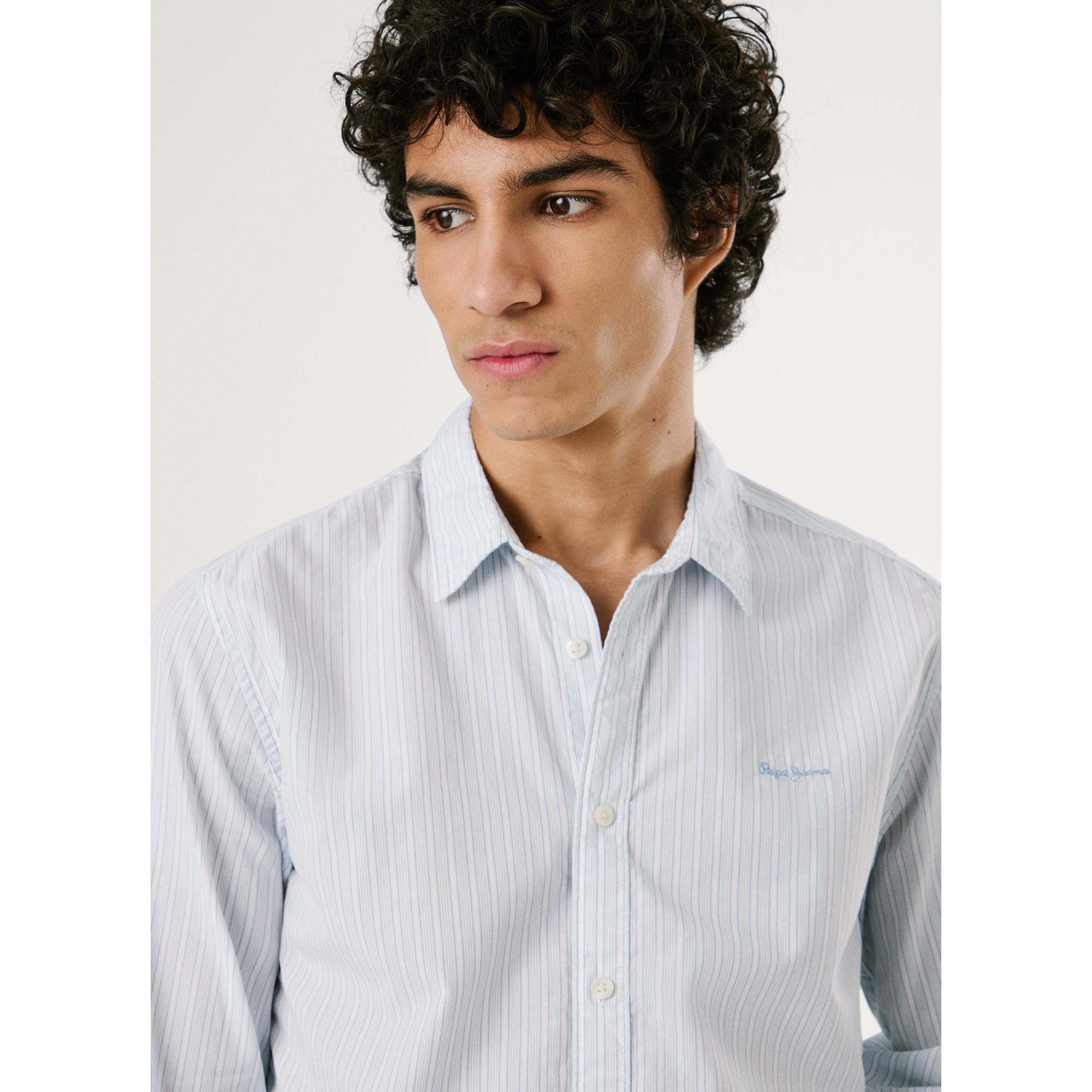 Pepe Jeans London Gestreiftes Popeline Langarmhemd  