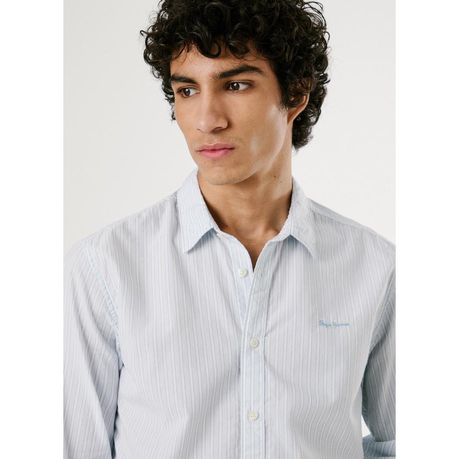 Pepe Jeans London Gestreiftes Popeline Langarmhemd  