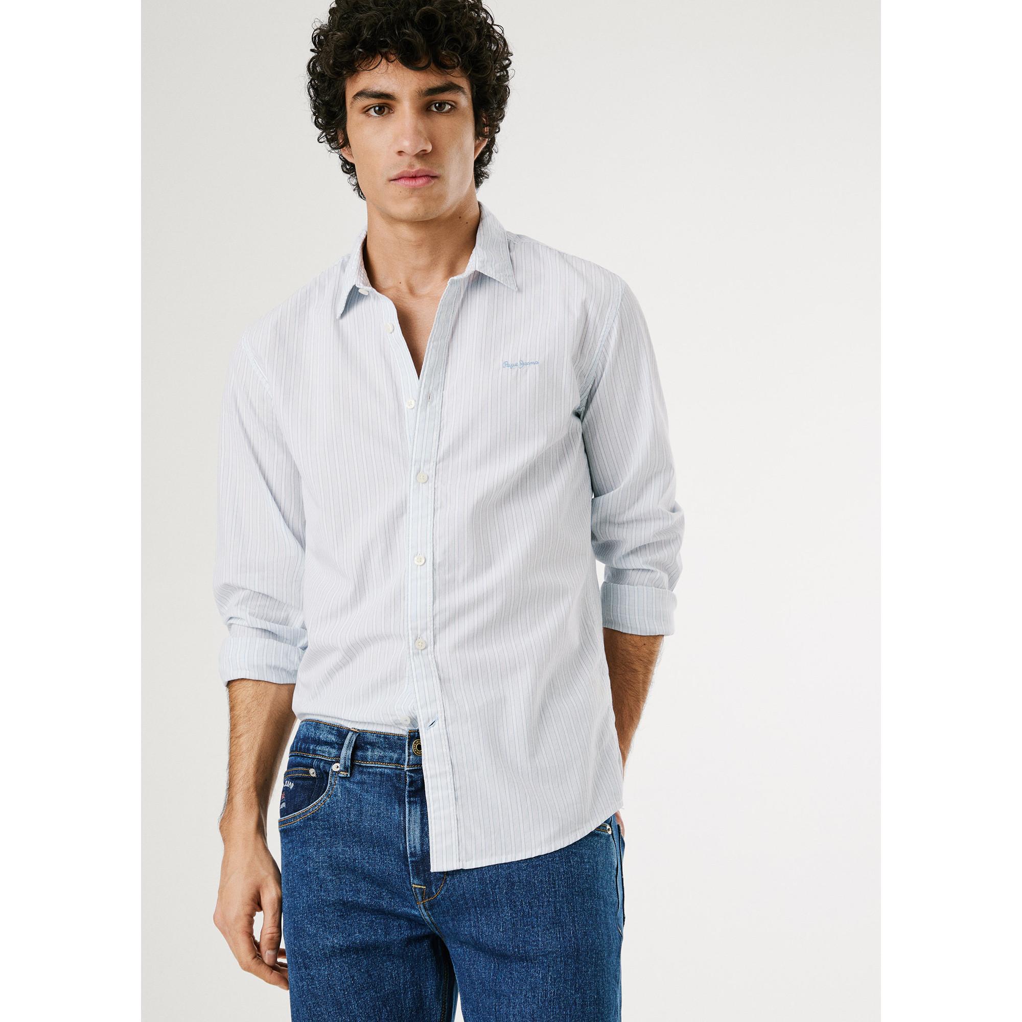 Pepe Jeans London Gestreiftes Popeline Langarmhemd  