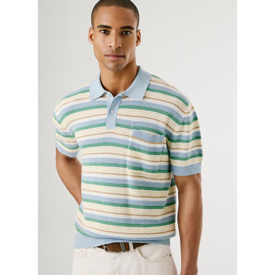 Pepe Jeans London Polo Pullover Rayé Manches Courtes  