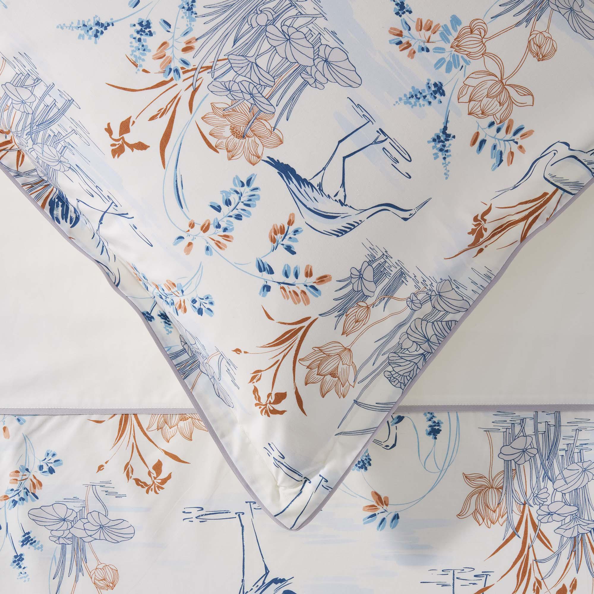 DESCAMPS Ukiyo Grue et Lotus Taie d'oreiller  