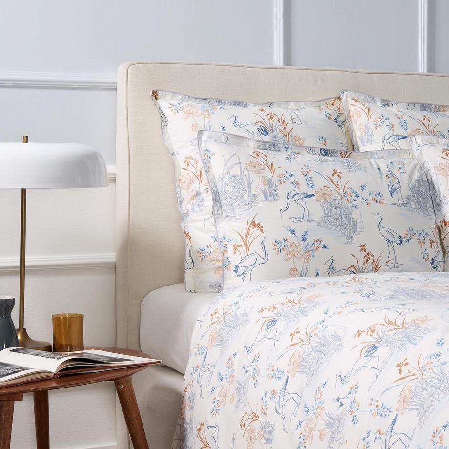 DESCAMPS Ukiyo Kranich und Lotus Kissenbezug  